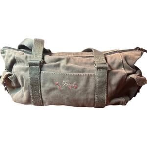 Vintage Fossil Duffle Bag Green Canvas Weekender women's Travel Bag